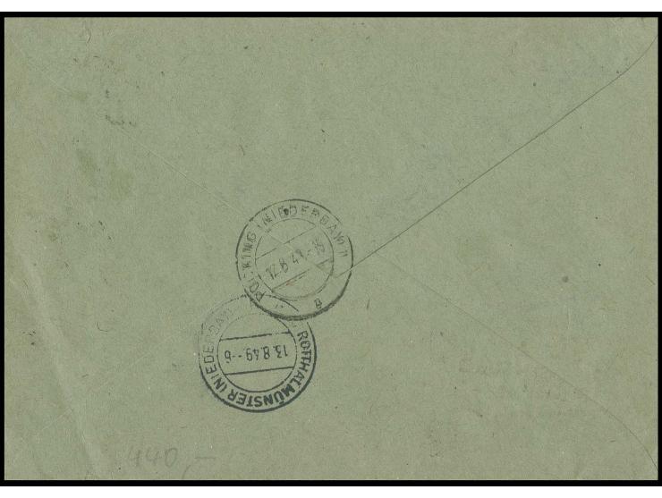 80 Pfg. als portogerechte Einzelfrankatur auf Einschreibe-Brief der 2. Gewichtsstufe von "BERLIN-NEUKÖLLN 9.8.49" nach Rottha
