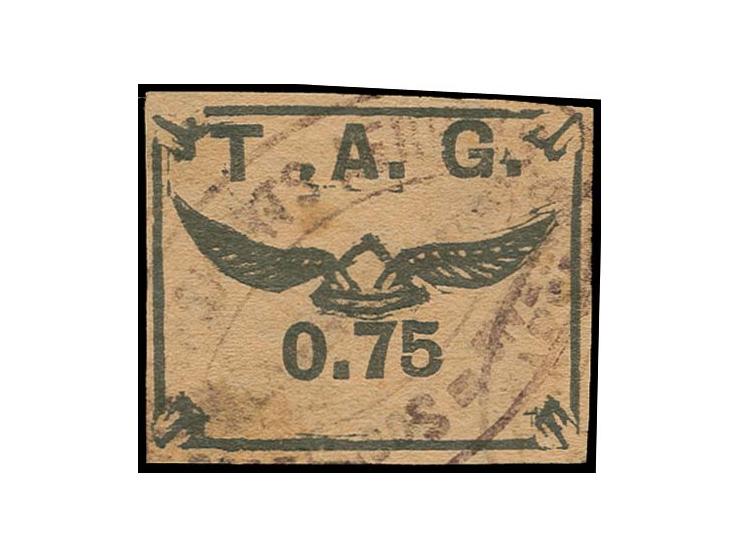 Compagnie des Transports Aériens Guyanais: 1921, 75 c. on salmon, used with oval cancel, very fine, Behr certificate