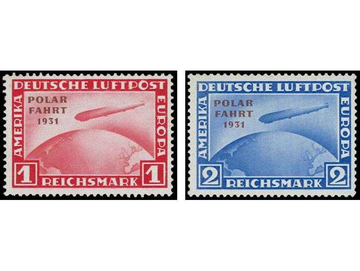 1931, Polarflight 1 and 2 M., each with overprint error "missing hyphen after Polar", unused, fine, signed Schlegel BPP resp.