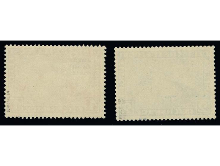 1931, Polarflight 1 and 2 M., each with overprint error "missing hyphen after Polar", unused, fine, signed Schlegel BPP resp.
