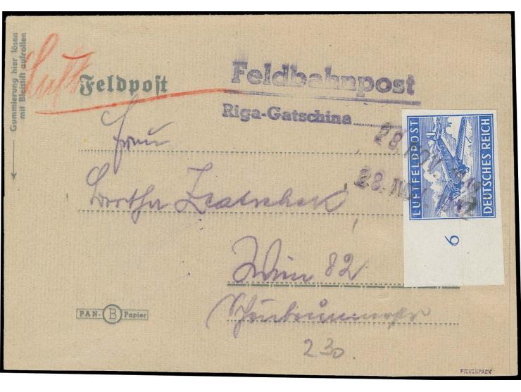 1942, Airmailstamp, imperforated with left sheet margin, tied by straight line "28.NOV. 1942" to folded letter to Vienna with