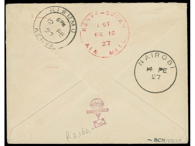 1927, First Flight Jinja - Kisumu, cover from Jinja addressed to Nairobi with arrival mark, with the special red cachet "AIR 