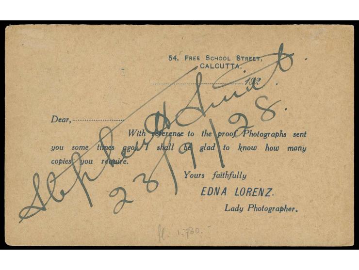 1928, Flight from Calcutta to Bangkok and on to Tokyo, 28.9-18.10, postal stationary with additional franking, with the cache