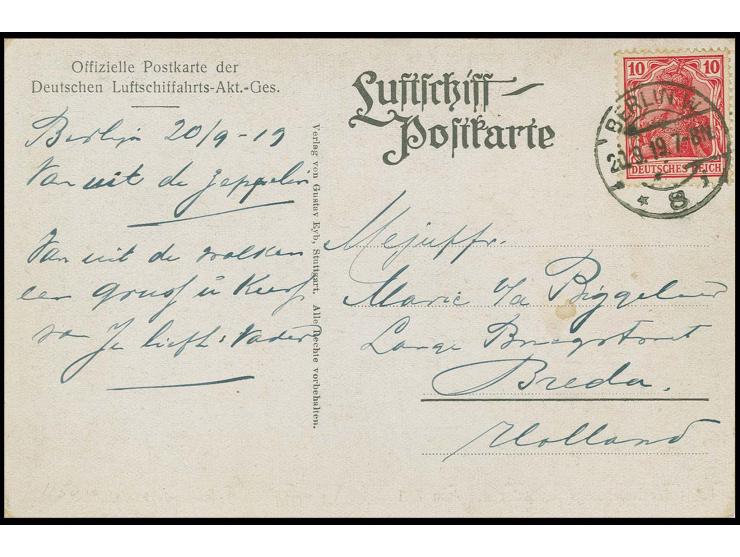 BODENSEE (LZ120): 1919, farbige Delag-Karte "Fahrt der Reichstagsmitglieder" mit Bordstempel vom 20.9. und Aufgabestempel "BE