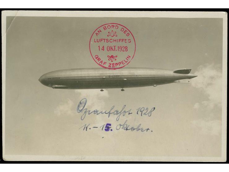 1928, Amerikafahrt, Abwurf Toms River, mit US-Marke 2 C. frankierte Fotokarte mit Maschinen-Stempel "TOMS RIVER OCT.16." und 