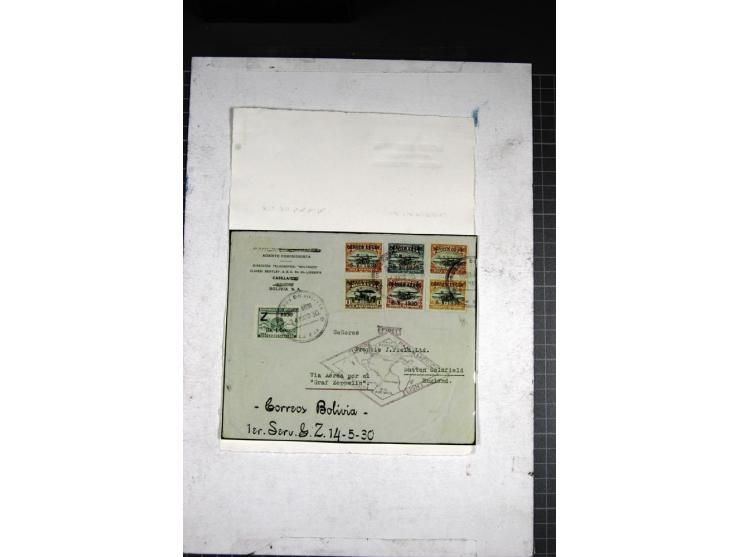 1930, Südamerikafahrt: Bolivien-Post: Brief mit Zeppelin 1,50 Bol. sowie den Sonderflugmarken 5 Cts. auf 10 C.-1 Bol., dabei 