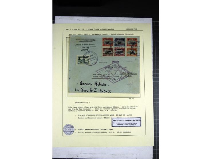 1930, Südamerikafahrt: Bolivien-Post: Brief mit Zeppelin 1,50 Bol. sowie den Sonderflugmarken 5 Cts. auf 10 C.-1 Bol., dabei 