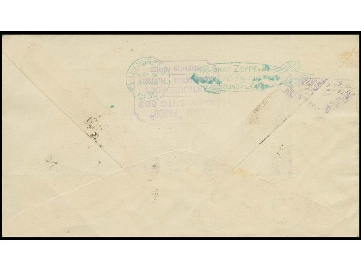 Argentinische Post: Brief mit komplettem Satz und Freimarke 5 C. nach New York, teils etwas fleckig, sonst in guter Erhaltung