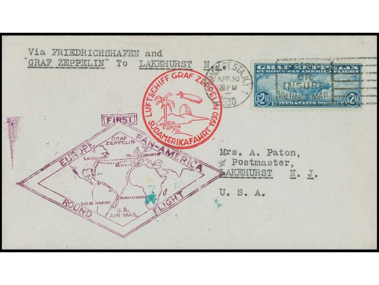 USA-Post mit Sonderstempel Type I: Brief mit 2,60 $ Sondermarke nach Lakehurst, Kabinett