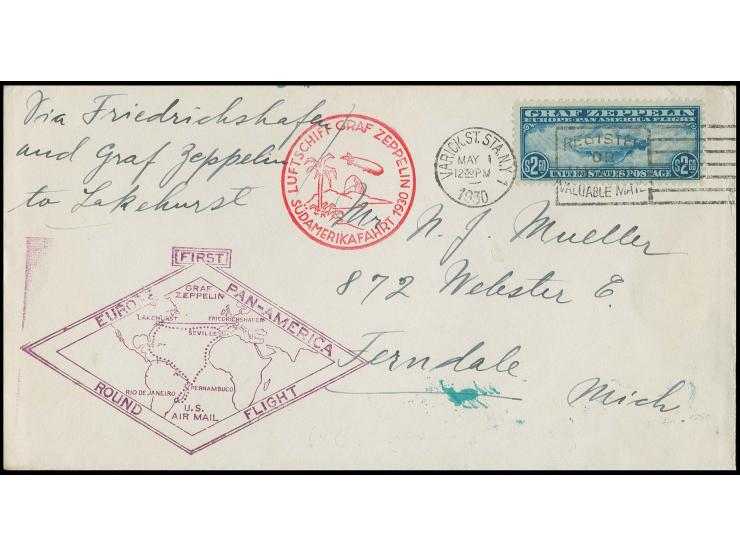 USA-Post mit Sonderstempel Type I: Brief mit 2,60 $ Sondermarke nach Ferndale, Kabinett