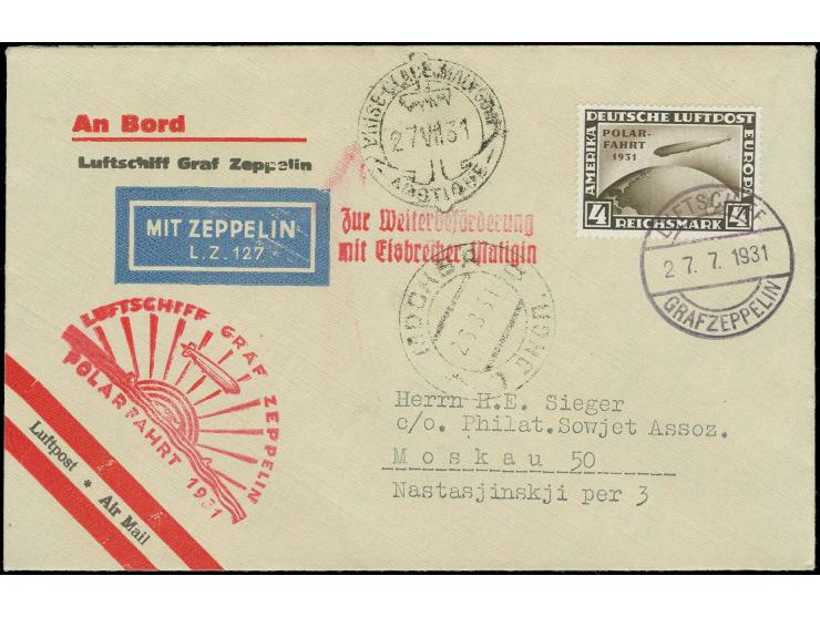 1931, Polarfahrt, Bordpost bis Malygin, Brief vom 27.7. mit Plarfahrt 4 M. nach Moskau, Kabinett