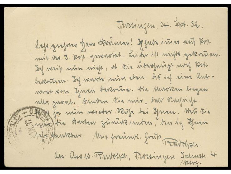 1932, 3. SAF, R-Karte nach Brasilien mit u.a. Polarfahrt 1M. und Anschlussflug-Bestätigungsstempel  "STUTTGART-FRIEDRICHSHAFE