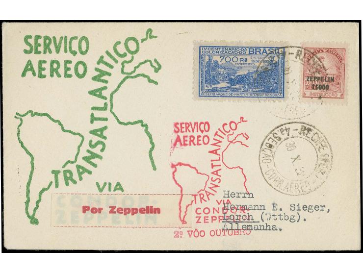 8. Südamerikafahrt, brasilanische Post: Brief mit u.a. 700 Rs. Revolutionsmarke frankiert, gute Erhaltung