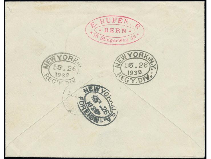 1932, "EUROPA"-New York 25.5., Seepostaufgabe vom 21.5., Einschreibe-Brief mit guter Frankatur und entsprechendem R-Zettel vi
