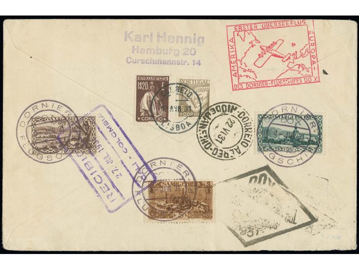 SAARLAND: 1931, Bordpost-Aufgabe vom 4.JUN., Brief mit u.a. kpl. Volkshilfesatz und rückseitiger portug. Frankatur mit Stempe
