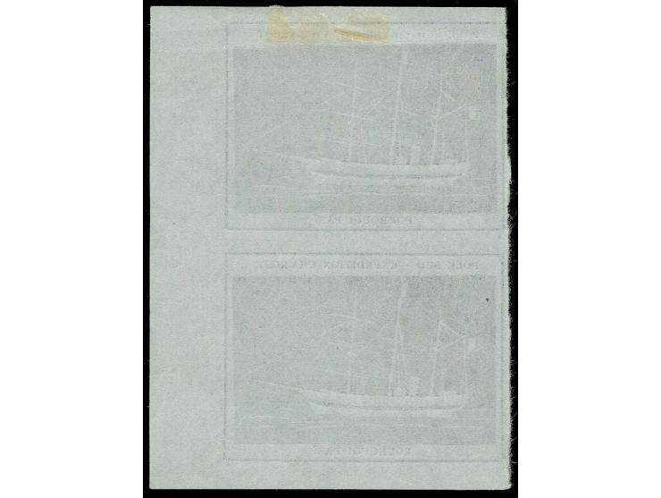 ANTARKTIS: 1908, "POLE SUD - EXPEDITION CHARCOT/POURQUI PAS?", blaue Vignette im senkrechten Paar mit rechten Rand, gebraucht