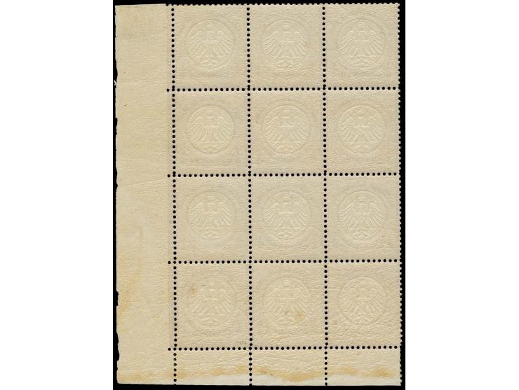 1872, Kleiner Schild ¼ Gr. violett im senkrechten 12er-Block aus der rechten unteren Bogenecke; sehr schön farbfrisch, besten