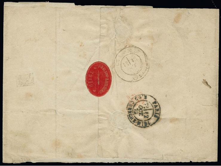  ¼ Gr. grauviolett, 1/3 Gr. gelblichgrün, ½ Gr. orange und Großer Schild ½ Gr. orange mit EKr. "TRIER 11 10 72" auf Streifban