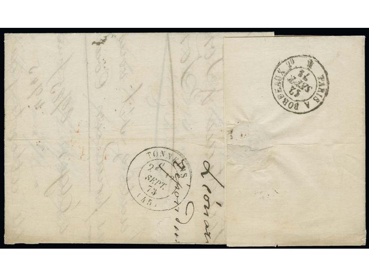  ¼ Gr. grauviolett im senkrechten Paar und Großer Schild 2½ Gr. rötlichbraun mit EKr. "AACHEN 11/9 73" auf Faltbrief nach Fra