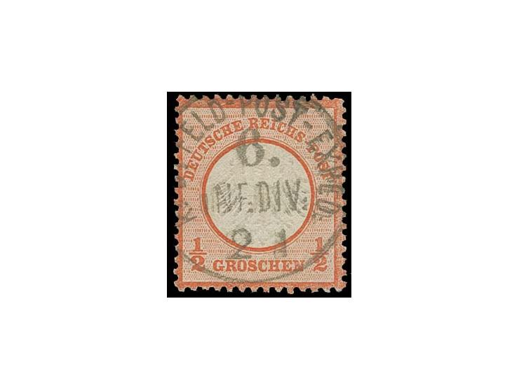 ½ Gr. rötlichorange mit annähernd zentrischem klaren EKr. "K:D:FELD-POST-EXPED: 6. INF.DIV. 2 1", Pracht