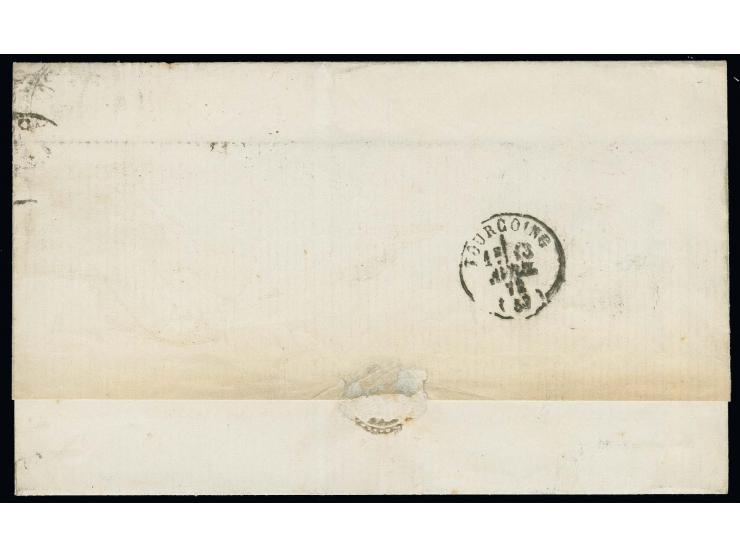  ½ Gr. rötlichorange und 2 Gr. ultramarin (2) mit EKr. "HAMBURG P.V. 2. 11 4 72" auf Faltbrief nach Tourcoing (Frankreich) mi