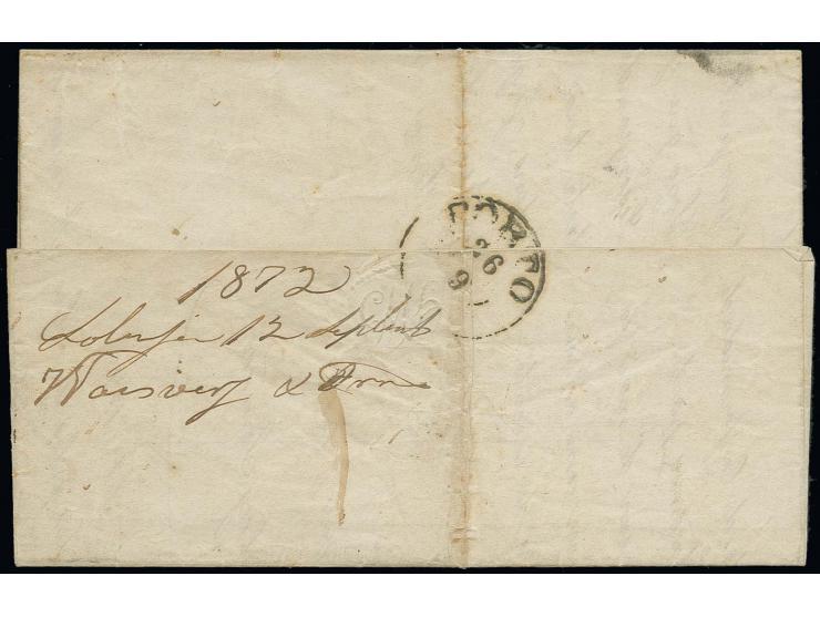 1 Gr. karmin und 2 Gr. grauultramarin mit Hufeisenstempel "SOLINGEN 20 SEPTBR. 72" (Spalink-Nr. 34-3) auf Faltbrief nach Port