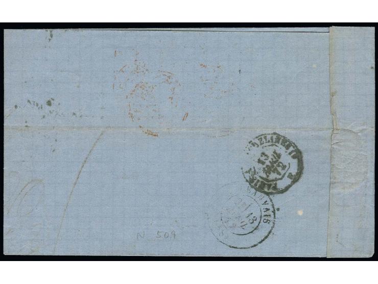  2 Gr. grauultramarin mit Hufeisenstempel "MÜHLHAUSEN i. ELS. 12 APRIL 72" (Spalink-Nr. 26-2) und roter Taxstempel "25" auf D