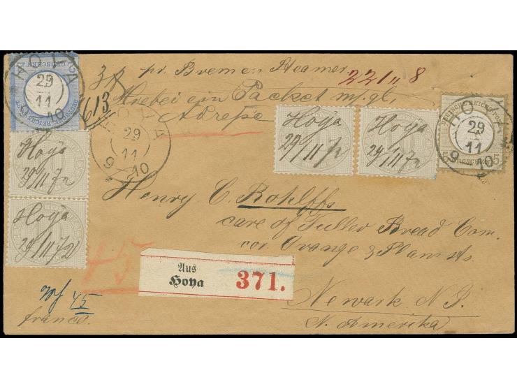 2 Gr. grauultramarin und 5 Gr. ockerbraun zusammen mit Ziffernzeichnung 10 Gr. gelblichgrau, senkrechtes Paar und 2 Einzelmar