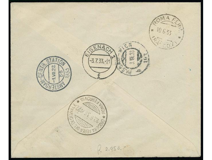 Balbo flight, 5,25L+19.75 L. "BIAN" tied by cds. to registered express cover to Eisenach, slight toning, otherwise fine