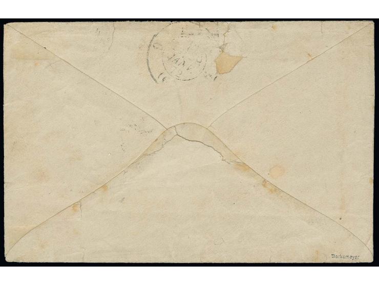  2 Kr. rötlichorange und 7 Kr. grauultramarin mit klarem Baden-DKr. "ETTENHEIM 27 JAN" (1872) auf kleinem Briefumschlag nach 