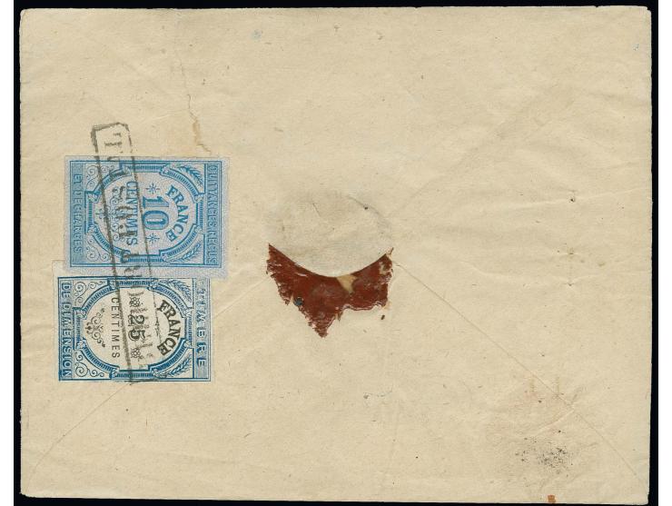  ½ Gr. orange und 5 Gr. ockerbraun (4) mit klarem Hufeisenstempel "MÜLHAUSEN i. ELS. BHF. 27 DECBR. 73" (Spalink-Nr. 26-6) au