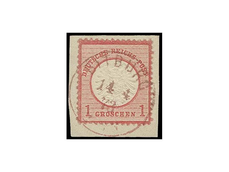 1 Gr. karmin mit zentrischem, glasklarem roten EKr. "BITBURG 15 4 73" auf Briefstück, Kabinett, laut Fotoattest Sommer BPP (J