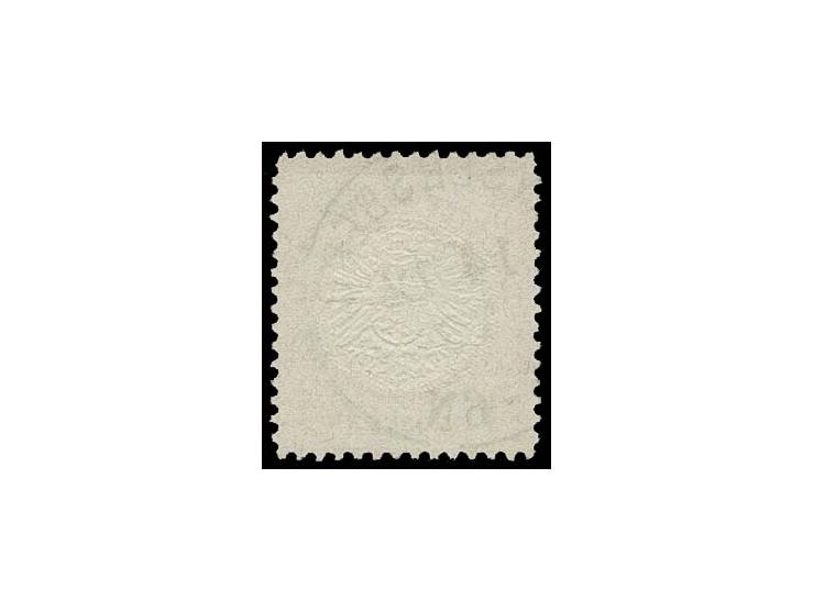 1 Gr. karmin mit Plattenfehler "Akzent über C in REICHS" und doppelter Prägung ca. 1,3 mm nach links versetzt mit klarem EKr.