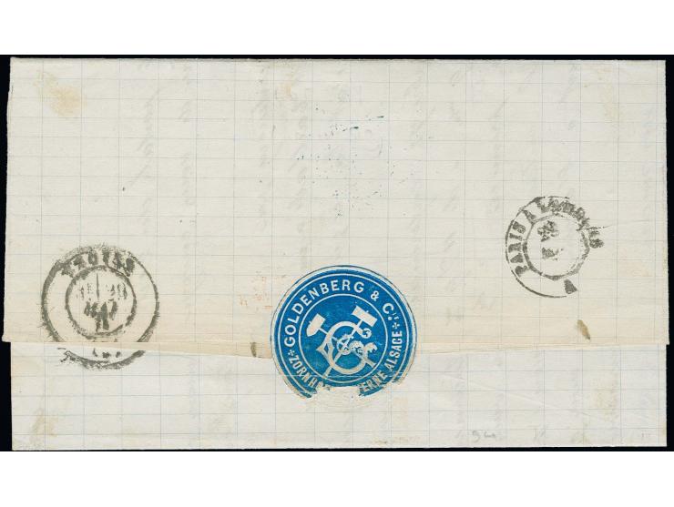  2 Gr. grauultramarin und 10 Pfge. karmin Ausgabe 1875 mit Hufeisenstempel "ZABERN i. ELS. 28 MAI 75" (Spalink-Nr.  41) auf F