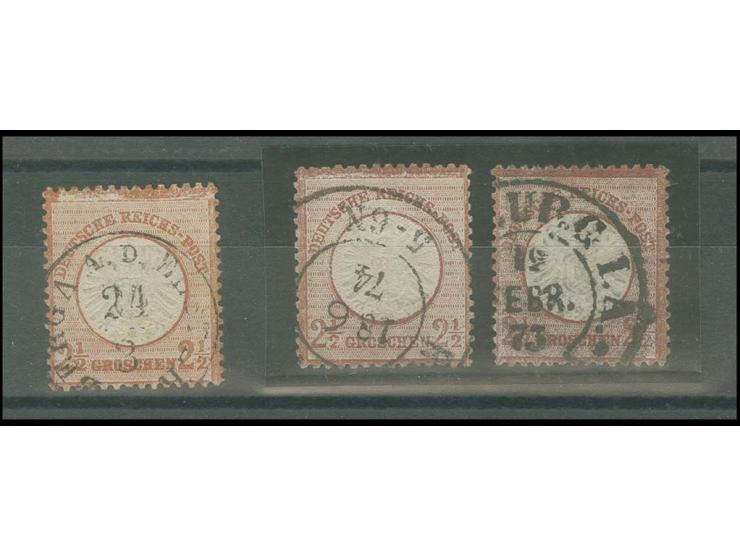 2½ Gr. rötlichbraun, rotbraun und braun, alle drei Farben, die bessere Farbe etwas fehlerhaft, die "b"-Farbe mit Befund Krug 