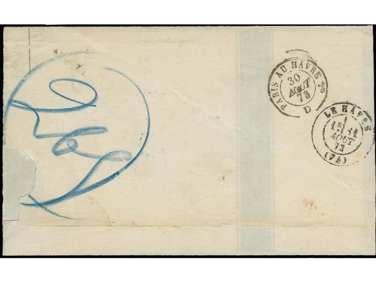  2½ Gr. lilabraun und ½ Gr. orange mit Hufeisenstempel "ELBERFELD 29 AUG. 73" (Spalink-Nr. 12-4) auf Faltbrief ohne seitliche