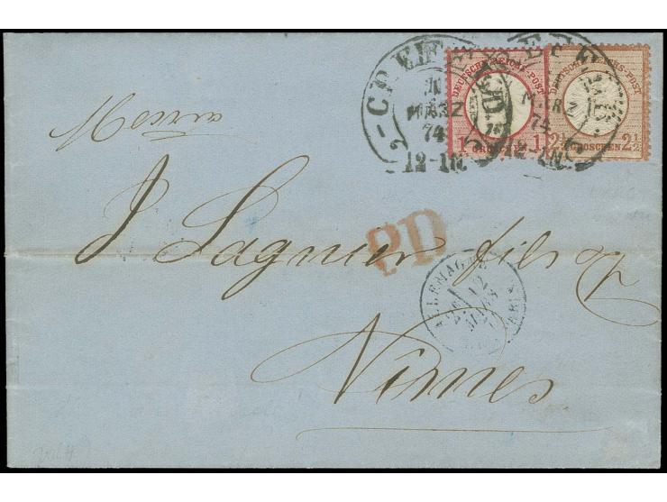 2½ Gr. braun, zusammen mit 1 Gr. im kleinen Format L15, beide farbfrisch, gut gezähnt und einwandfrei erhalten mit Hufeisenst