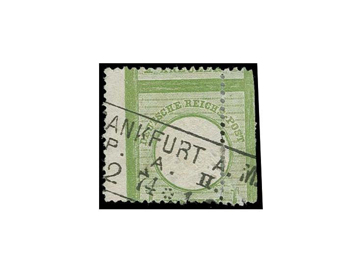 1 Kr. gelblichgrün mit Ra3 "FRANKFURT A.M. / P.A. II. / ... 2 74" mit starker senkrecht und waagerecht versetzter Zähnung, so