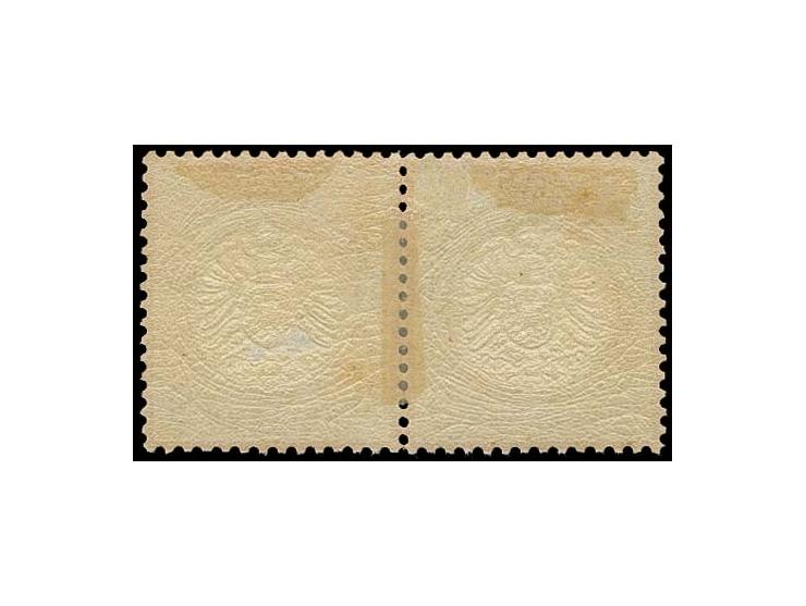 9 Kr. rötlichbraun, waagerechtes Paar, ungebraucht, teils gestützt, eine Marke helle Stelle