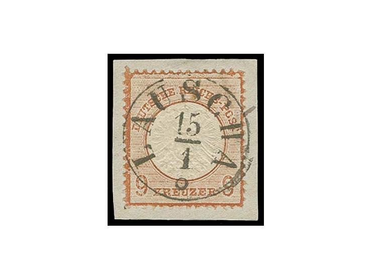 9 Kr. rötlichbraun mit zentischem, glasklarem T&T-EKr. "LAUSCHA 15/1" auf Briefstück, Luxus, Fotoattest Sommer BPP