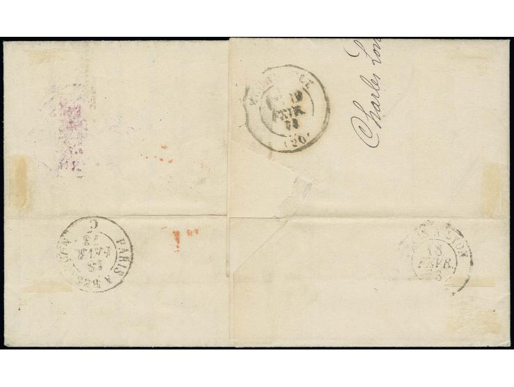 9 Kr. rötlichbraun in besonders dunkler Nuance mit zentrisch klarem EKr. "MAINZ 17 2 73" auf Faltbrief nach Frankreich, einwa