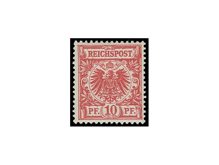10 Pfg. mittelrot (UV dunkelgelb), postfrisch, Pracht, Fotoattest Wiegand BPP (Mi. 1.200,-)