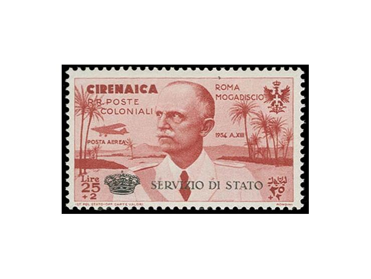 OFFICIAL STAMPS: 1934, Flight Roma-Mogadiscio 25 l. brown-carmine, unused, very fine, signed Sorani with certificate
