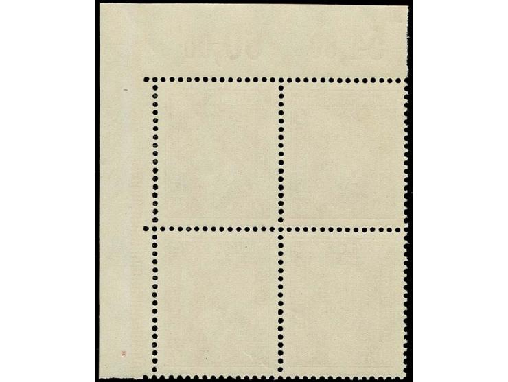 Heinrich von Stephan 60 Pfg. auf gestrichenem Papier, postfrischer 4er-Block aus der rechten oberen Bogenecke, im Rand Bleist