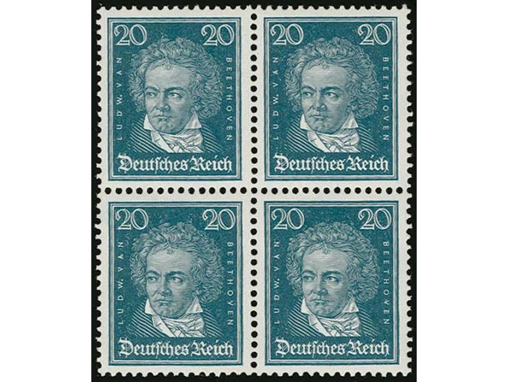 Berühmte Deutsche 20 Pfg., Wz. stehend, postfrischer 4er-Block (Mi. 680,-)
