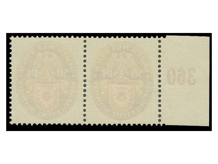 1929, Nothilfe 50 Pfg. mit Plattenfehler "PE", im waagerechtem Randpaar mit Normalmarke, postfrisch, Kabinett