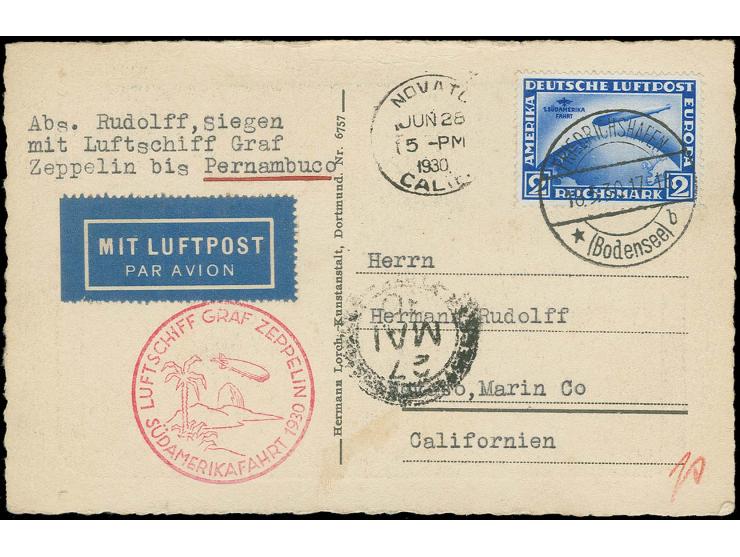 1930, SAF 2 M., Wz. liegend, sauber gestempelt auf Karte zur SAF, Abwurf Pernambuco