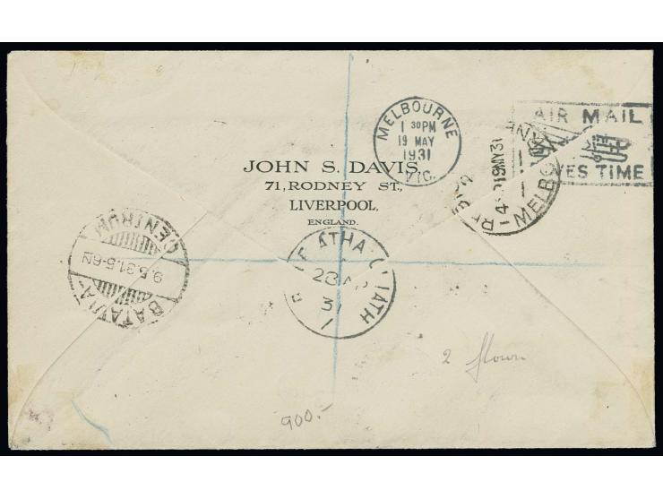 1931, Pattist flight Amsterdam - Batavia - Australia: Mail from Ireland: registered cover with special diamond shaped cachet 