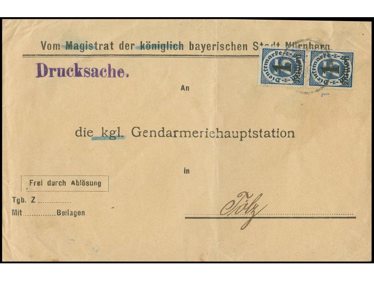 1 Mio. M. auf 75 Pfg. im senkrechten Paar als portogerechte Mehrfachfrankatur auf Drucksachenumschlag von "NÜRNBERG 31.10.23"