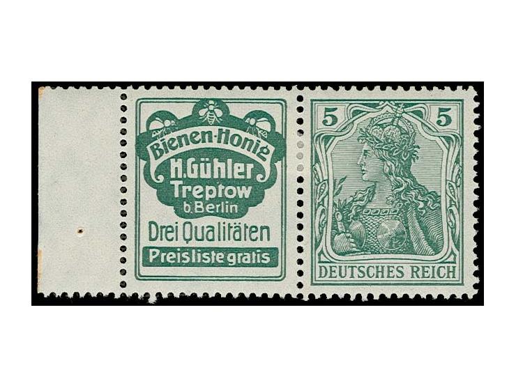 "Gühler Honig"+5 Pfg., ungebrauchtes linkes Randstück, Pracht (Mi. 780,-)